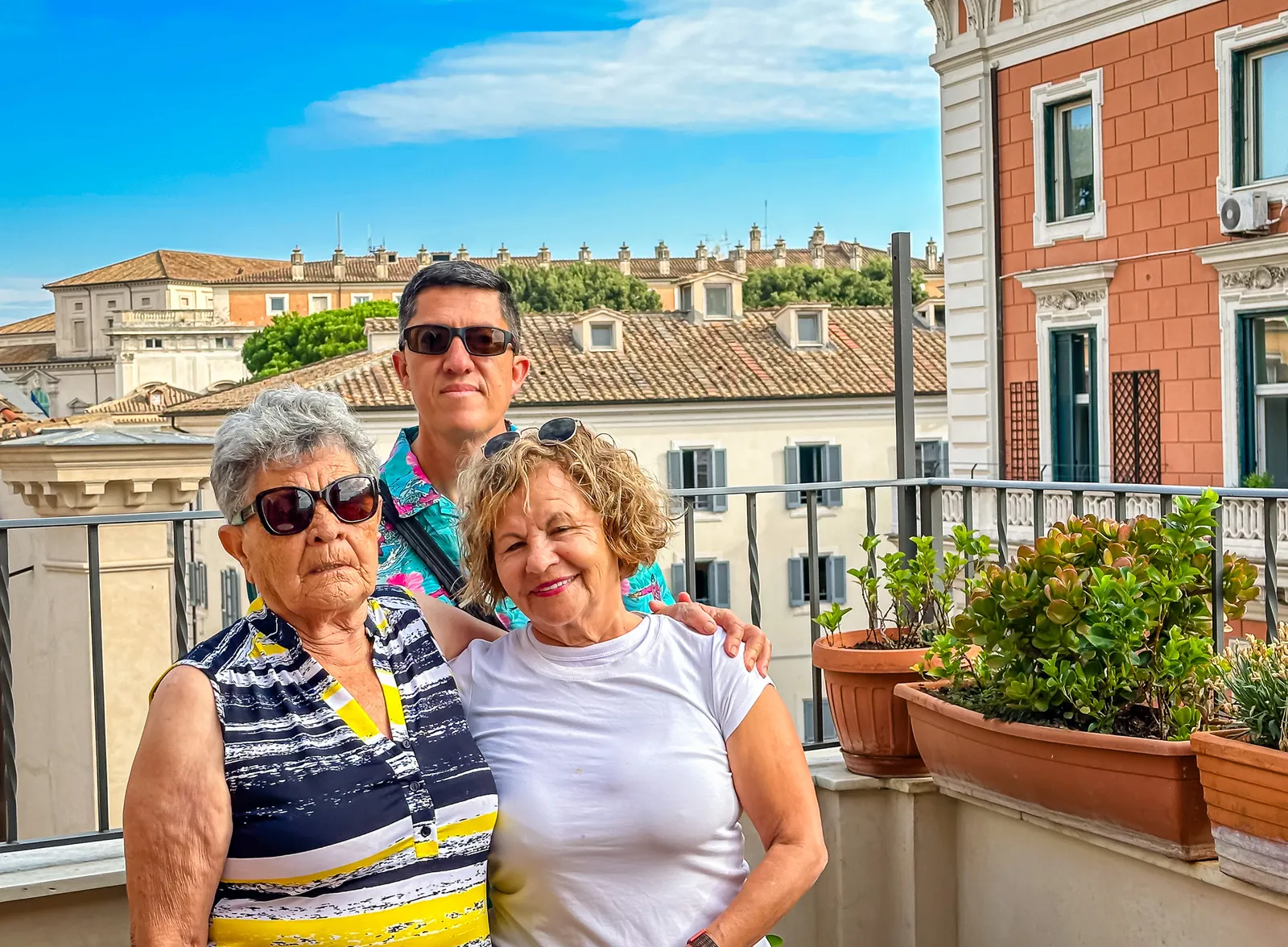 Group photo on a balcony in Rome