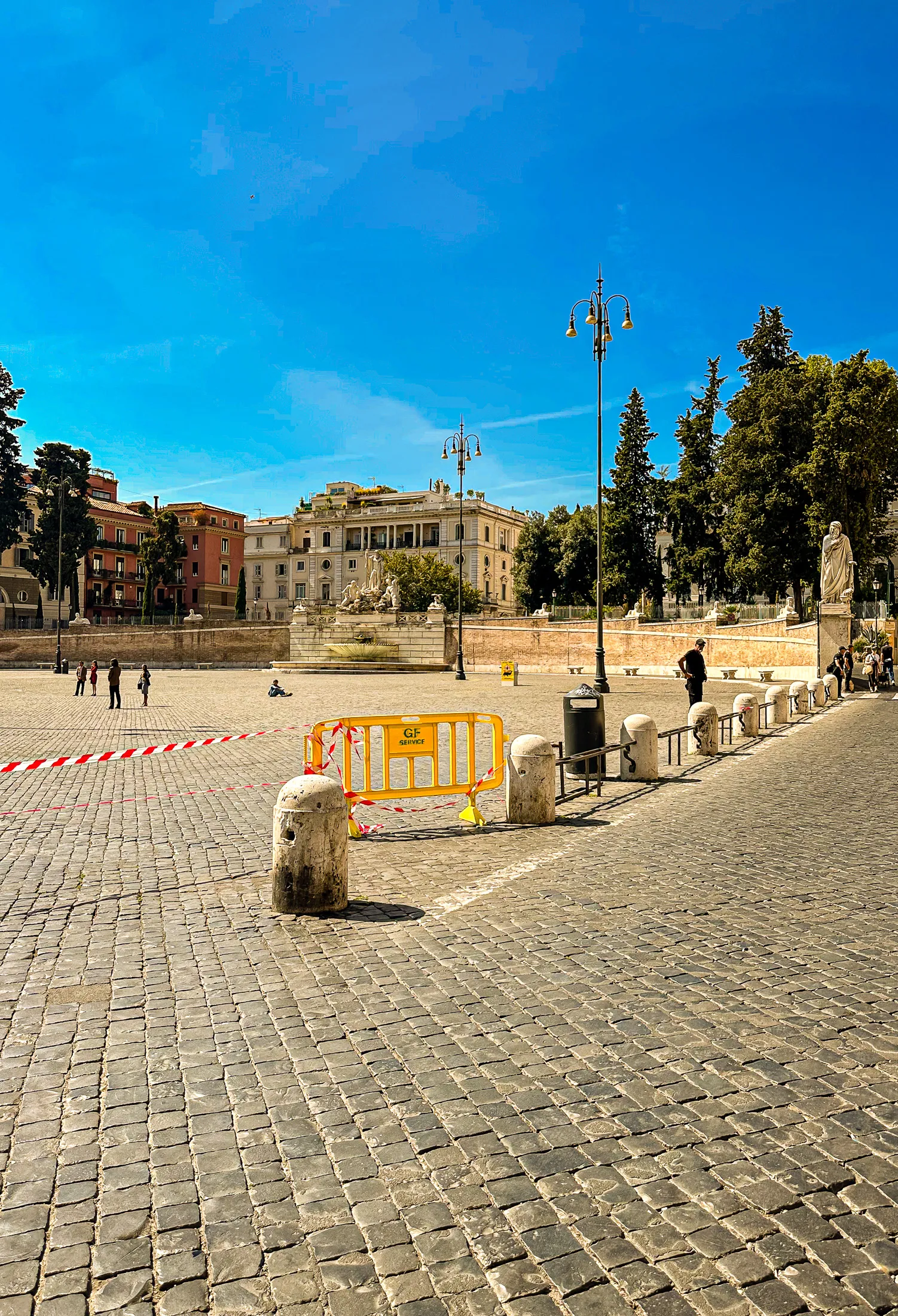 Wide architectural view overlooking the open plaza layout of Piazza del Popolo