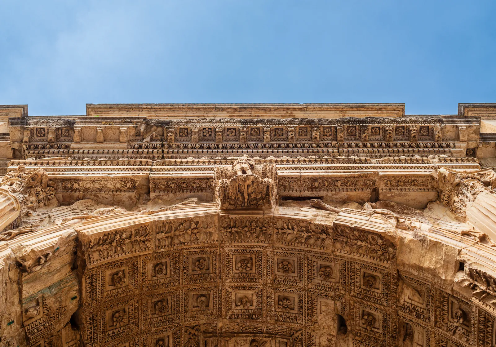 The detailed ceiling soffit relief panel depicting the apotheosis eagle inside the Arch of Titus