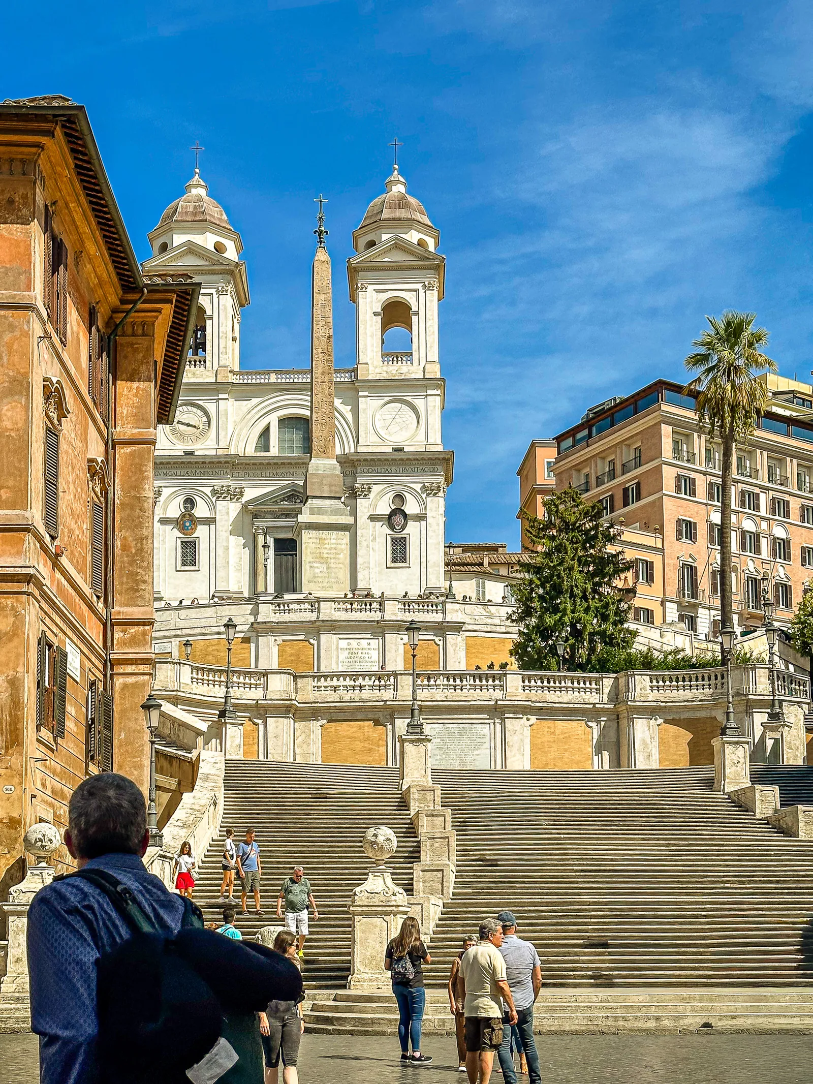 Yaya and Nina, behind them are the Spanish Steps in Rome