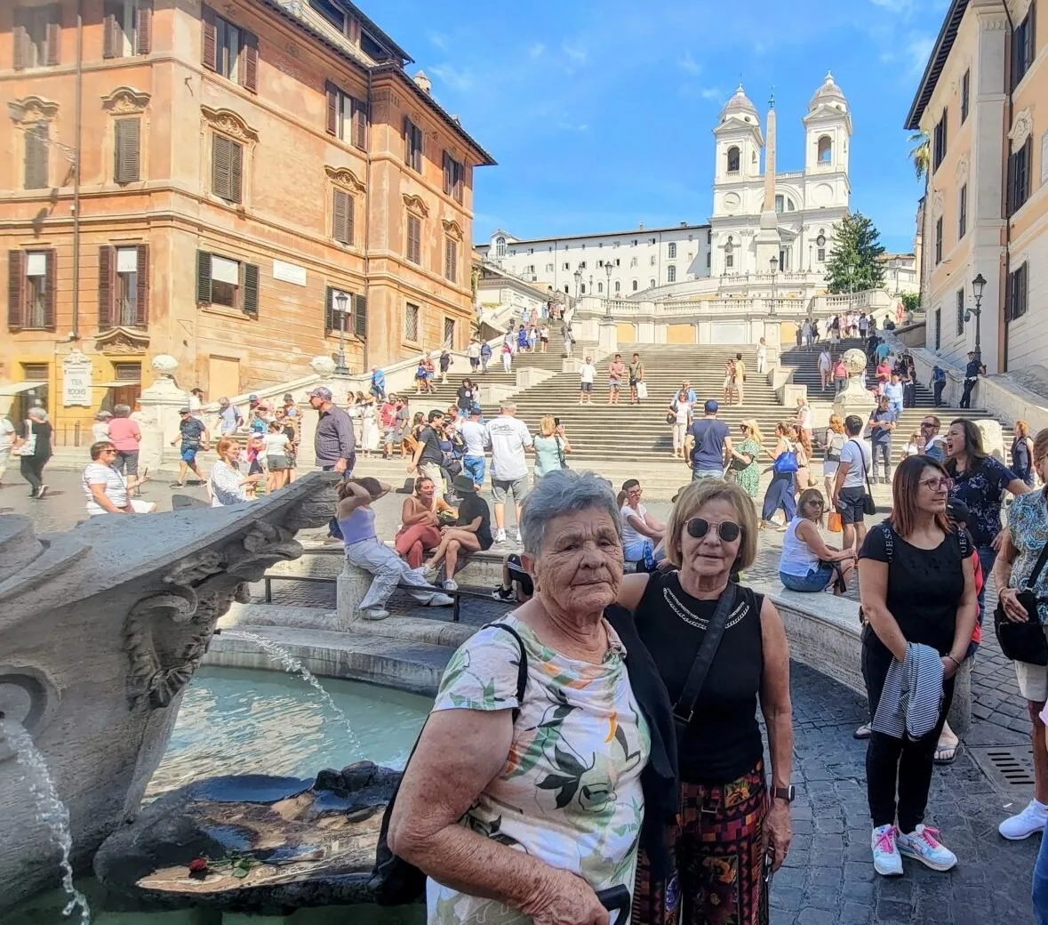 Portrait architectural view of the Spanish Steps plaza